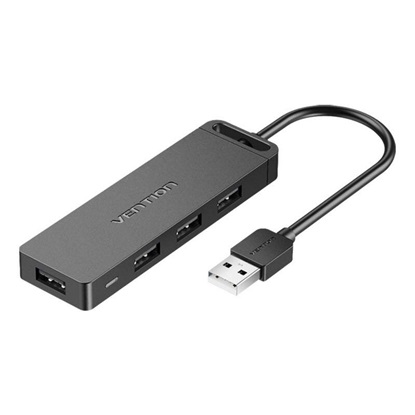 VENTION 4-Port USB 2.0 Hub with Power Supply 0.15M Black (CHMBB) (VENCHMBB)-VENCHMBB