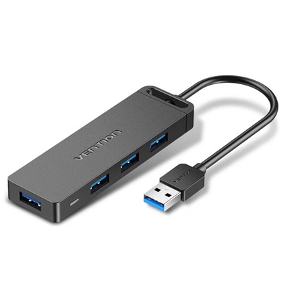 VENTION 4-Port USB 3.0 Hub with Power Supply 0.5M Black (CHLBD) (VENCHLBD)-VENCHLBD