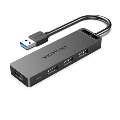 VENTION 4-Port USB 3.0 Hub with Power Supply 0.15M Black (CHLBB) (VENCHLBB)-VENCHLBB
