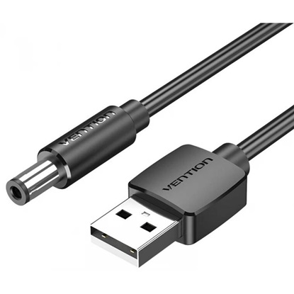VENTION USB to DC 5.5mm Barrel Jack Power Cable 1.5M Black Tuning Fork Type (CEYBG) (VENCEYBG)-VENCEYBG