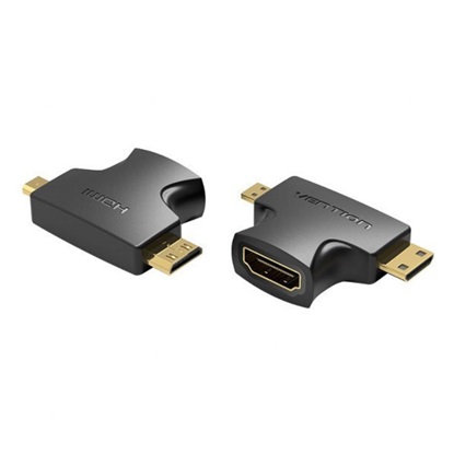 VENTION 2 in 1 Mini HDMI and Micro HDMI Male to HDMI Female Adapter Black (AGFB0) (VENAGFB0)-VENAGFB0