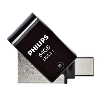 Philips 2-in-1 64GB USB 3.1 Stick με σύνδεση USB-C Μαύρο (PHUSB64G2IN1OTGGU3C) (PHIPHUSB64G2IN1OTGGU3C)-PHIPHUSB64G2IN1OTGGU3C