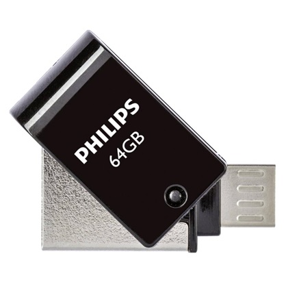 Philips 2-in-1 64GB USB 2.0 Stick με σύνδεση micro USB-B Μαύρο (PHUSB64G2IN1OTGG) (PHIPHUSB64G2IN1OTGG)-PHIPHUSB64G2IN1OTGG