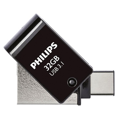 Philips 2-in-1 32GB USB 3.1 Stick με σύνδεση USB-C Μαύρο (PHUSB32G2IN1OTGGU3C) (PHIPHUSB32G2IN1OTGGU3C)-PHIPHUSB32G2IN1OTGGU3C