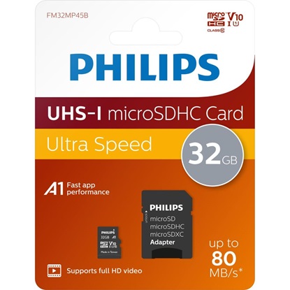 Philips microSDHC 32GB Class 10 U1 UHS-I με αντάπτορα (PHMSDA32GUHSIU1P2) (PHIPHMSDA32GUHSIU1P2)-PHIPHMSDA32GUHSIU1P2