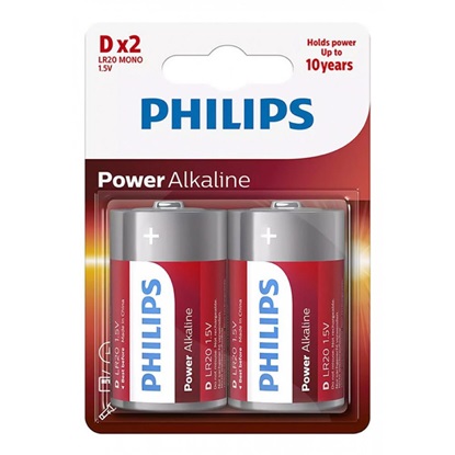 Philips Power Αλκαλικές Μπαταρίες D 1.5V 2τμχ (LR20P2B/10) (PHILR20P2B-10)-PHILR20P2B-10