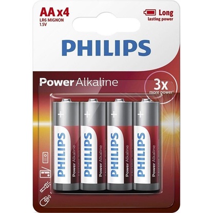 Philips Power Αλκαλικές Μπαταρίες AA 1.5V 4τμχ (LR6P4B/10) (PHILR6P4B-10)-PHILR6P4B-10