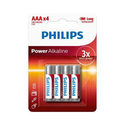 Philips Power Αλκαλικές Μπαταρίες AAA 1.5V 4τμχ (LR03P4B/10) (PHILR03P4B-10)-PHILR03P4B-10