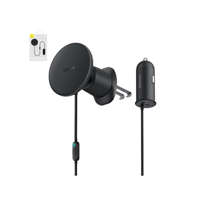 Baseus Magnetic Car Phone Holder CW01 to Ventilation Grid with car charger USB-C, 15W + 25W (black) (C40141000111-00) (BASC40141000111-00)-BASC40141000111-00