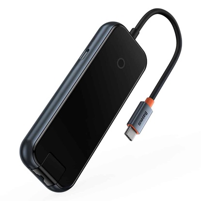 Baseus Hub 5in1  AcmeJoy series USB-C to 2xUSB 3.0 + USB 2.0 + USB-C PD + RJ45 dark grey (WKJZ010113) (BASWKJZ010113)-BASWKJZ010113