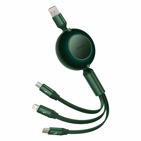 Baseus Bright Mirror 3 USB 3-in-1 cable for micro USB / USB-C / Lightning 66W / 2A 1.1m Green (CAMJ010106) (BASCAMJ010106)-BASCAMJ010106