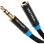 VENTION Cotton Braided 3.5mm Audio Extension Cable 0.5M Black Metal Type (VAB-B06-B050-M) (VENVAB-B06-B050-M)-VENVAB-B06-B050-M