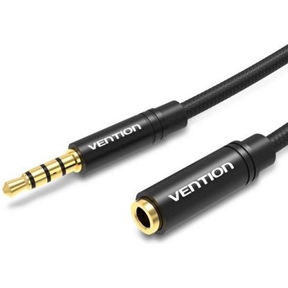 VENTION Cotton Braided 3.5mm Audio Extension Cable 5M Black Metal Type (BHBBJ) (VENBHBBJ)-VENBHBBJ