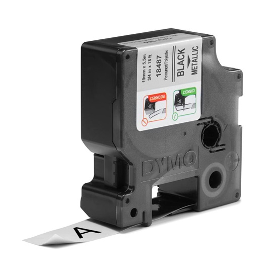 Ταινία Ετικετογράφου DYMO Ind Rhino Tape Permanent Polyester Black On Metallic 19mm (S0718200) (DYM18487)-DYM18487