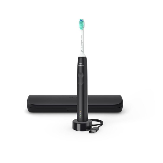 Philips Sonicare 3100 Series Ηλεκτρική Οδοντόβουρτσα και Θήκη Ταξιδίου Black (HX3673/14) (PHIHX3673-14)-PHIHX3673-14