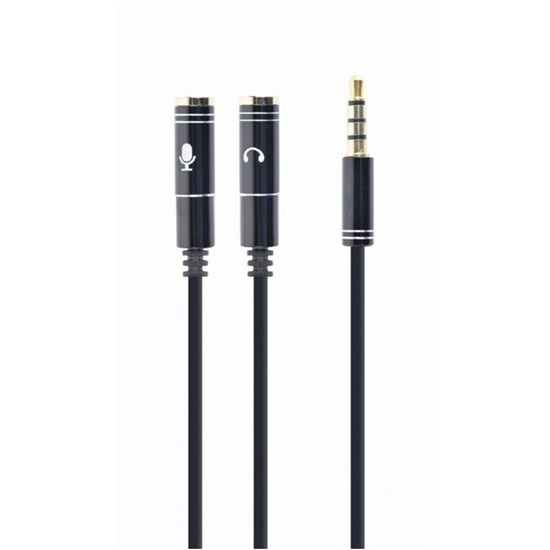 Gembird Cca-417m Adapter Stereo Mini Jack (M) 4-pin -> 2x Mini Jack (F), Metal Connectors (CCA-417M) (GEMCCA-417M)-GEMCCA-417M