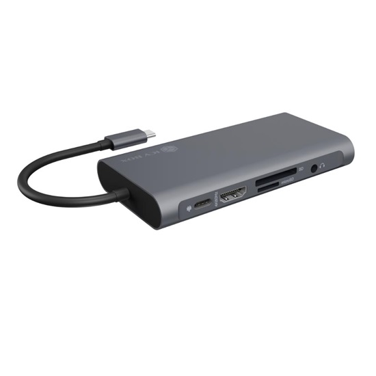 RaidSonic ICY BOX USB-C Docking Station με HDMI 4K PD Ethernet και σύνδεση 2 Οθονών Γκρι (IB-DK4040-CPD) (RSCIB-DK4040-CPD)-RSCIB-DK4040-CPD