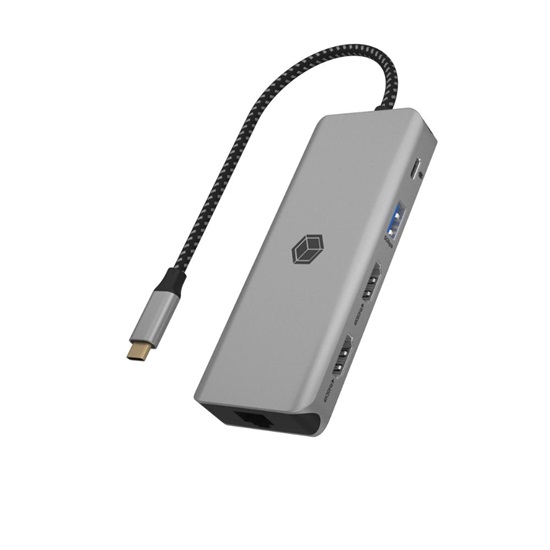 RaidSonic ICY BOX USB-C Docking Station με HDMI 4K PD Ethernet και σύνδεση 2 Οθονών Γκρι (IB-DK4012-CPD) (RSCIB-DK4012-CPD)-RSCIB-DK4012-CPD