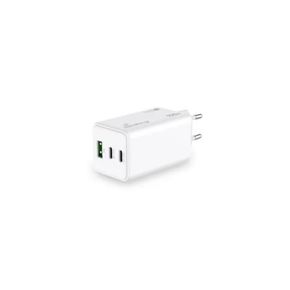MediaRange 100W GaN Fast Charging Adapter 2x USB-C and 1x USB-A & USB-C Power Delivery and Quick Charge enabled White (MRMA123)-MRMA123