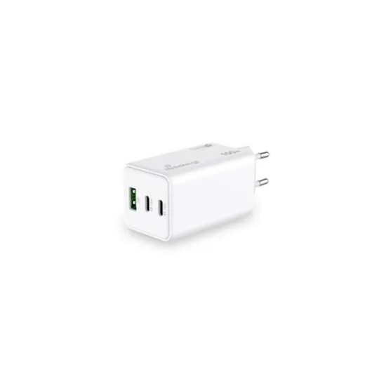 MediaRange 100W GaN Fast Charging Adapter 2x USB-C and 1x USB-A & USB-C Power Delivery and Quick Charge enabled White (MRMA123)-MRMA123