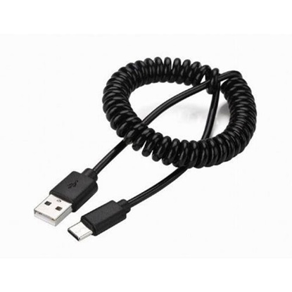 Gembird Spiral Cable USB 2.0 Am- USB Type-C 1.8m Black (CC-USB2C-AMCM-6) (GEMCC-USB2C-AMCM-6)-GEMCC-USB2C-AMCM-6
