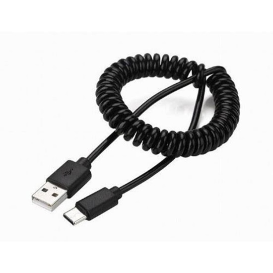 Gembird Spiral Cable USB 2.0 Am- USB Type-C 1.8m Black (CC-USB2C-AMCM-6) (GEMCC-USB2C-AMCM-6)-GEMCC-USB2C-AMCM-6