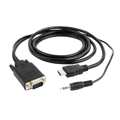 Gembird HDMI To VGA Mini Jack Converter 3m Black (A-HDMI-VGA-03-10) (GEMA-HDMI-VGA-03-10)-GEMA-HDMI-VGA-03-10