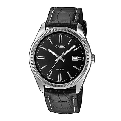 Casio Ρολόι Μπαταρίας με Μαύρο Δερμάτινο Λουράκι (MTP-1302PL-1AVEF) (CASMTP-1302PL-1AVEF)-CASMTP-1302PL-1AVEF