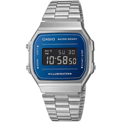 Casio Vintage Iconic Ψηφιακό Ρολόι Αυτόματο με Ασημί Μεταλλικό Μπρασελέ (A168WEM-2BEF) (CASA168WEM-2BEF)-CASA168WEM-2BEF