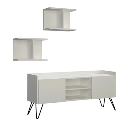 Bakaji Σύνθετο Έπιπλο Τηλεόρασης Μοντέρνο με 2 Ράφια από Ξύλο MDF Λευκό 125,5 x 33 x 56,5 εκ (2813669) (BAK2813669)-BAK2813669