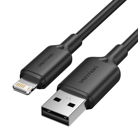 VENTION USB 2.0 A Male to Lightning Male 2.4A Cable 1M Black PVC Type (LAMBF) (VENLAMBF)-VENLAMBF
