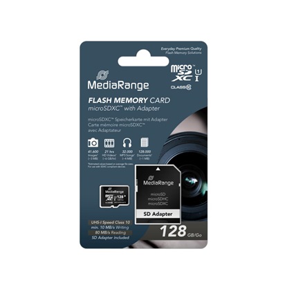 MediaRange Micro SDXCI Class 10 UHS-1 With SD Adaptor 128 GB (eXtended Capacity) (MR945)-MR945