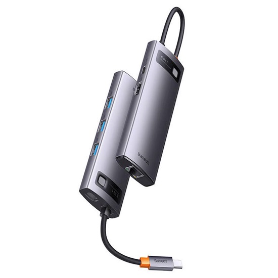 Baseus Docking Station 6σε1 StarJoy Series, USB-C σε 3xUSB 3.0 + HDMI + USB-C PD + RJ45 Γκρι (WKWG080013) (BASWKWG080013)-BASWKWG080013