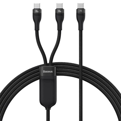 Baseus Καλώδιο USB 2σε1 Flash Series USB-C σε USB-C 100W, 1.5m Μαύρο (CASS060001) (BASCASS060001)-BASCASS060001