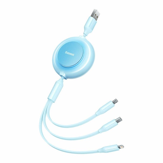 Baseus Καλώδιο USB 3σε1 για MicroUSB/USB-C/Lightning Bright Mirror 2, 3.5A 1.1m Γαλάζιο (CAMJ010017) (BASCAMJ010017)-BASCAMJ010017