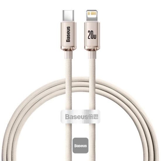 Baseus Kabel USB-C do iP Crystal Shine,  20W, 1.2m różowy (CAJY001304) (BASCAJY001304)-BASCAJY001304