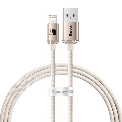 Baseus Kabel USB do iP Crystal Shine, 2.4A, 1.2m różowy (CAJY001104) (BASCAJY001104)-BASCAJY001104