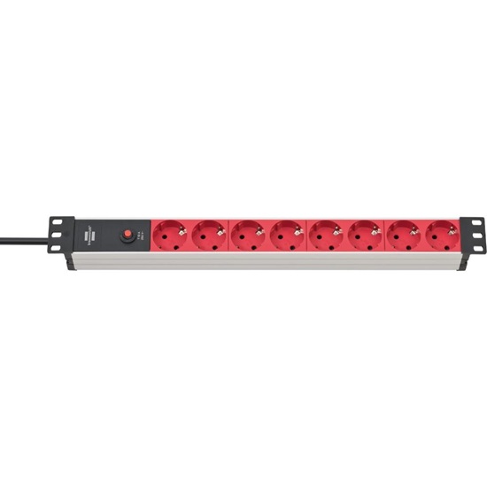 Brennenstuhl Πολύπριζο Ασφαλείας 8 Θέσεων για Rack 19" 1U με Βύσμα C14 και Καλ. 2m/ Red/Silver (1390007118) (BNN1390007118)-BNN1390007118