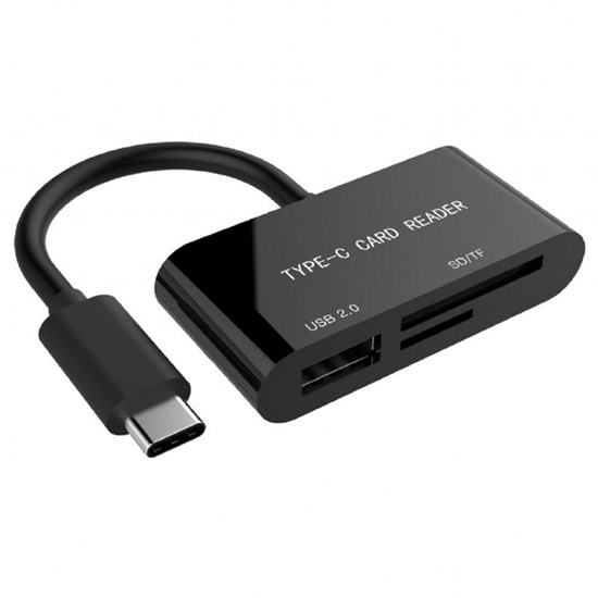 Gembird Uhb-Cr3-02 USB-C Card Reader (Sd, Micro Sd) Sdxc, Combo, Otg, Black (UHB-CR3-02) (GEMUHB-CR3-02)-GEMUHB-CR3-02
