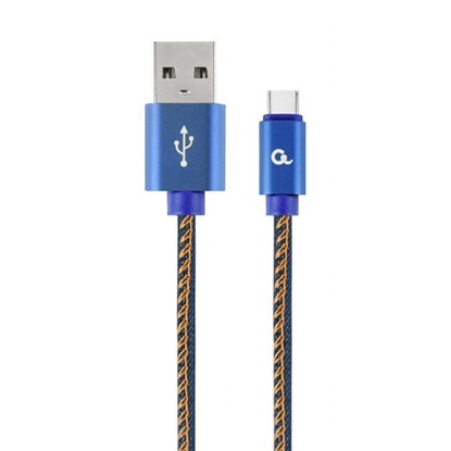 Gembird Cc- USB2j-amcm-2m-bl USB-C Cable (Metal Plugs, Nylon Braiding In Denim - Jeans Color) 2m (CC-USB2J-AMCM-2M-BL) (GEMCC-USB2J-AMCM-2M-BL)-GEMCC-USB2J-AMCM-2M-BL