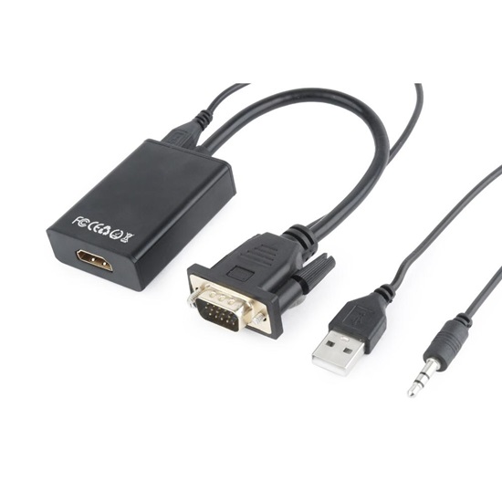 Cablexpert Μετατροπέας 3.5mm / USB-A / VGA male σε HDMI female (A-VGA-HDMI-01) (GEMA-VGA-HDMI-01)-GEMA-VGA-HDMI-01