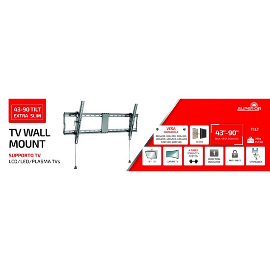 Superior Επιτοίχια Βάση Τηλεόρασης Tilt Extra Slim 42"-90" (SUPSTV021) (SPRSUPSTV021)-SPRSUPSTV021