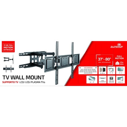 Superior Επιτοίχια Βάση Τηλεόρασης Full Motion Extra Slim 37"-80" (SUPSTV011) (SPRSUPSTV011)-SPRSUPSTV011