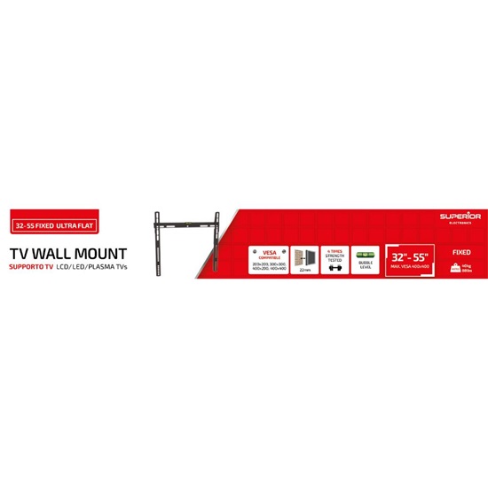 Superior Επιτοίχια Βάση Τηλεόρασης Fixed Ultra Flat 32"-55" (SUPSTV002) (SPRSUPSTV002)-SPRSUPSTV002
