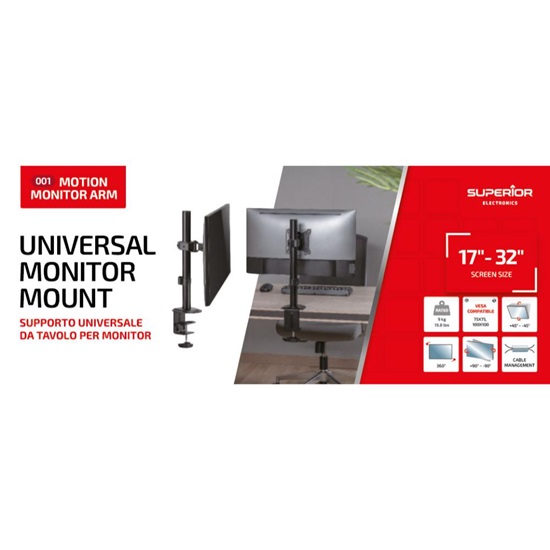 Superior Επιτραπέζια Βάση Οθόνης 17"-32" με Ρυθμιζόμενο Βραχίονα (SUPSPC001) (SPRSUPSPC001)-SPRSUPSPC001