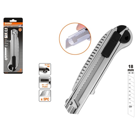 Shind Φαλτσετα Αλουμινιου Με 5 Λαμες 18mm (SHI-37552) (SHI37552)-SHI37552