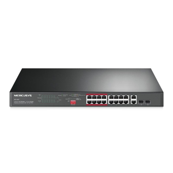 Mercusys 16-Port 10/100Mbps + 2-Port Gigabit Rackmount Switch with 16-Port PoE+ (MS118CP) (MERMS118CP)-MERMS118CP