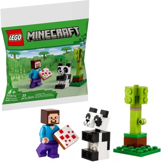 Lego Minecraft Steve With Baby Panda (Polybag) (30672) (LGO30672)-LGO30672