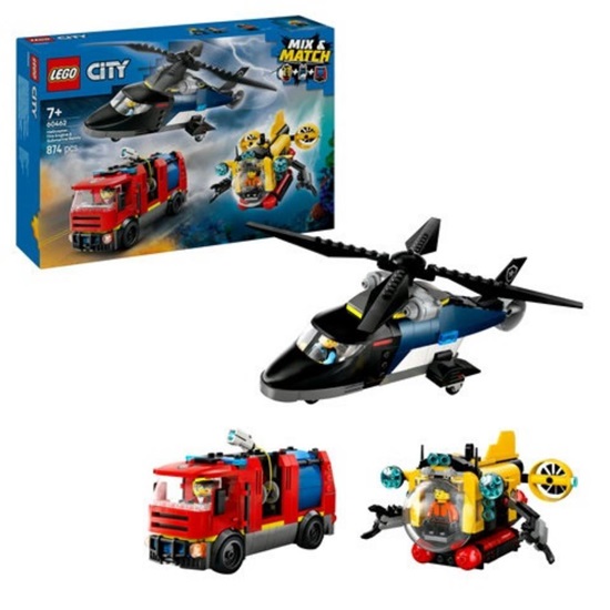 Lego City Combination Set With Helicopter Fire Truck And Submarine (60462) (LGO60462)-LGO60462