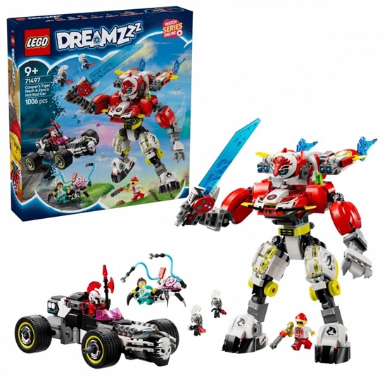 Lego DREAMZzz Cooper's Tiger Mech And Zero's Hot Rod Car (71497) (LGO71497)-LGO71497